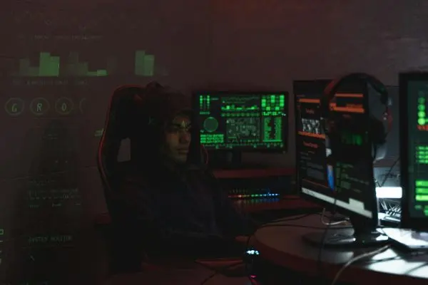 Kurumsal ağ güvenliği için firewall ve MikroTik tabanlı koruma katmanlarını temsil eden dijital pano